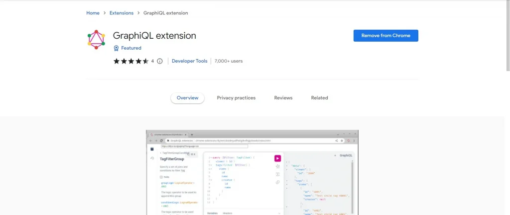 GraphiQL chrome extension