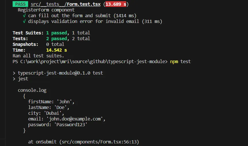 Running Tests Components