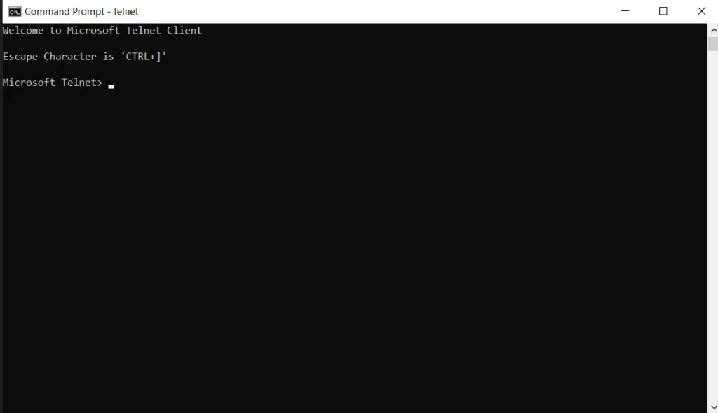 Access localhost via telnet command