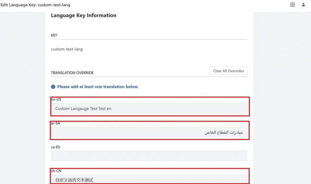 Adding text in different languages