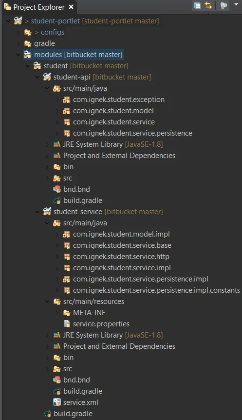 Automatic creation of service builder structure