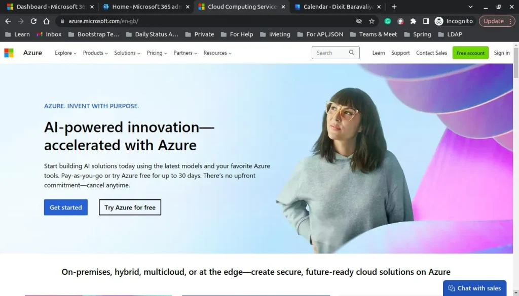 Azure home page