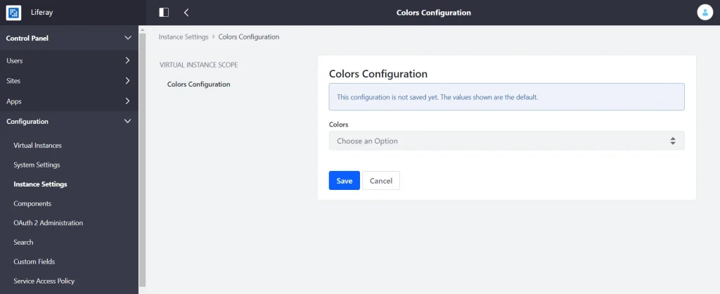 Color Configuration in instance setting | Create custom configuration under Instance Settings in Liferay 7.2 Color Configuration in instance setting