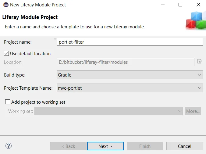 Create Liferay workspace module with gradle