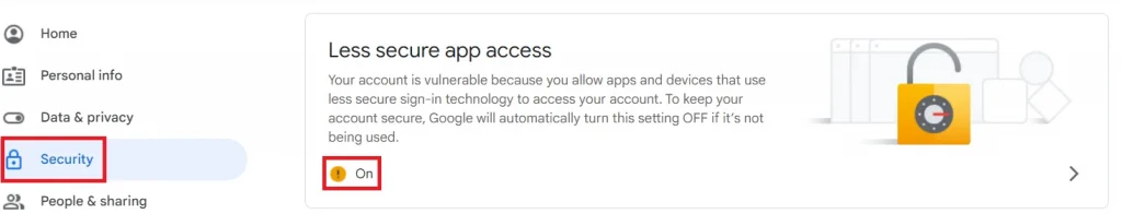 Enable Less Secure App Access in Gmail