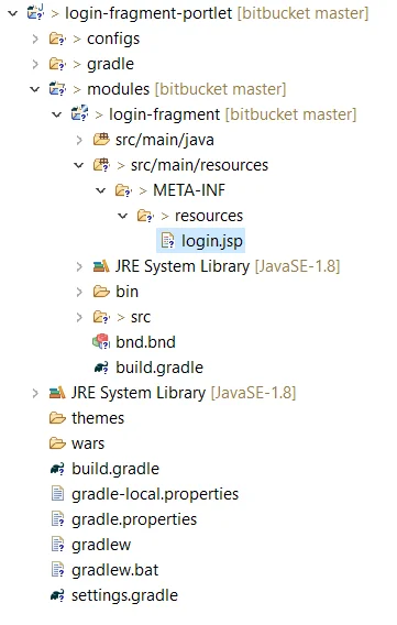 File stucture of a login fregment portlet