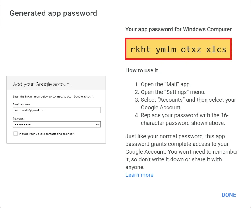 Generate app password with a click