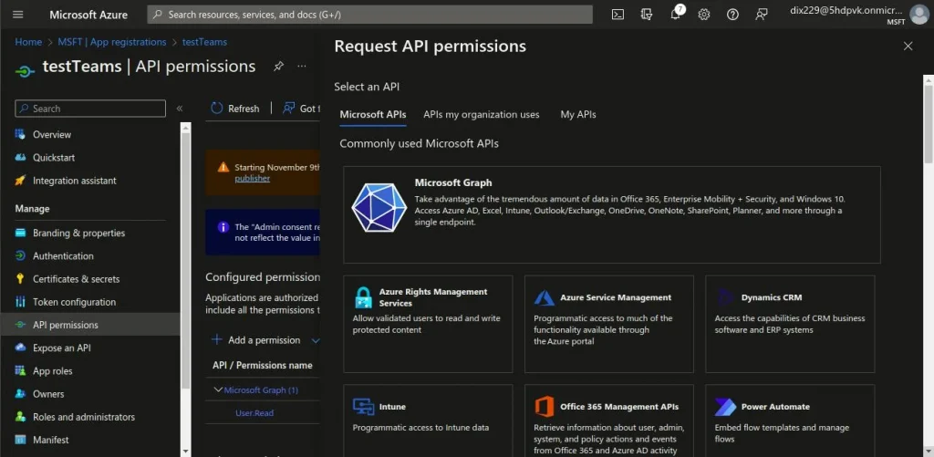 Request permissions for APIs