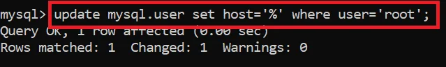 Set host in MySQL