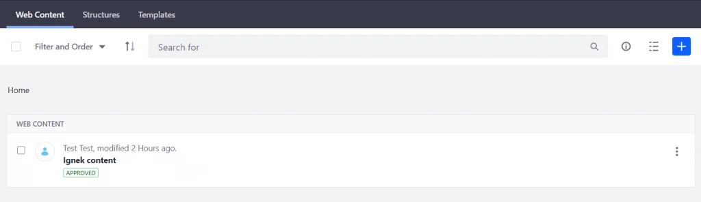 Web Content list in Liferay admin panel | Context Contributor in Liferay 7.2 Web Content list in Liferay admin panel