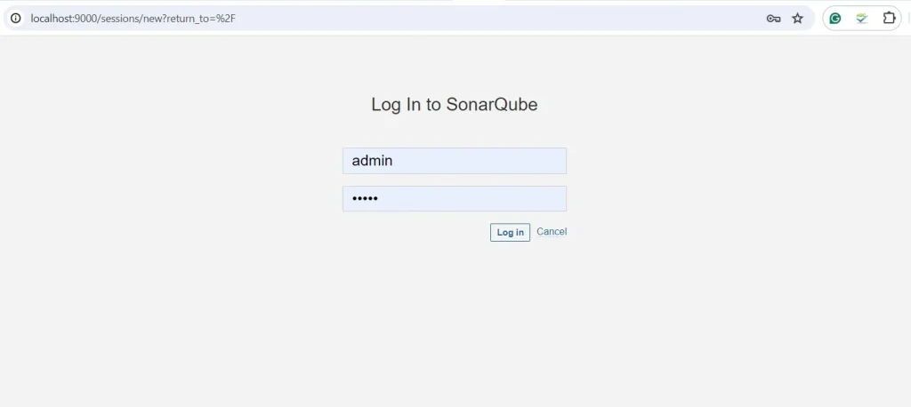 sonar login page | Integrate Sonar With Liferay Workspace sonar login page