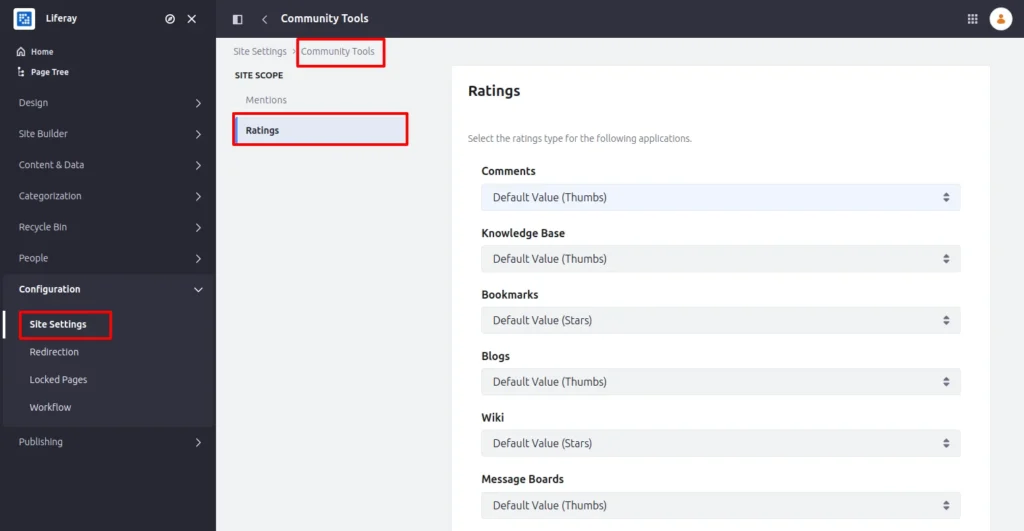 Community Tools Liferay | Ratings Feature using Liferay OOTB Community-Tools-Liferay