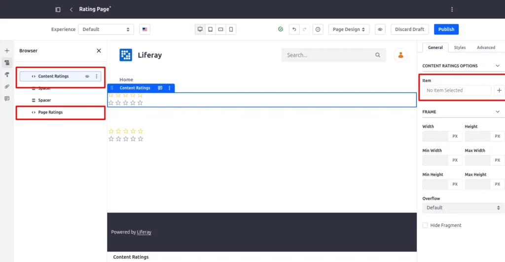 Rating put on page | Ratings Feature using Liferay OOTB Rating-put-on-page