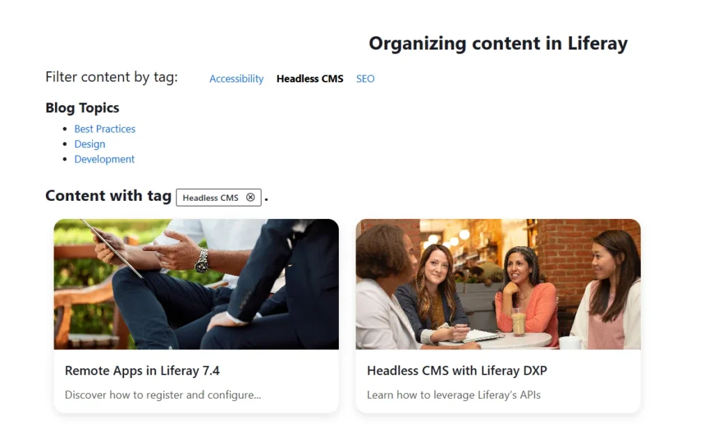 Content filtered by tag only | Organizing content in Liferay : Categories vs Tags Content filtered by tag only | Organizing content in Liferay : Categories vs Tags