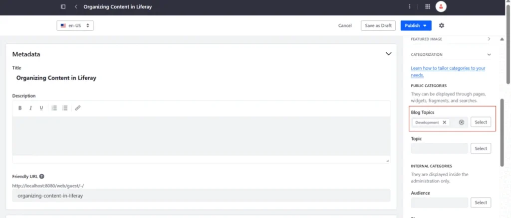 Select categories in web content | Organizing content in Liferay : Categories vs Tags Select categories in web content | Organizing content in Liferay : Categories vs Tags