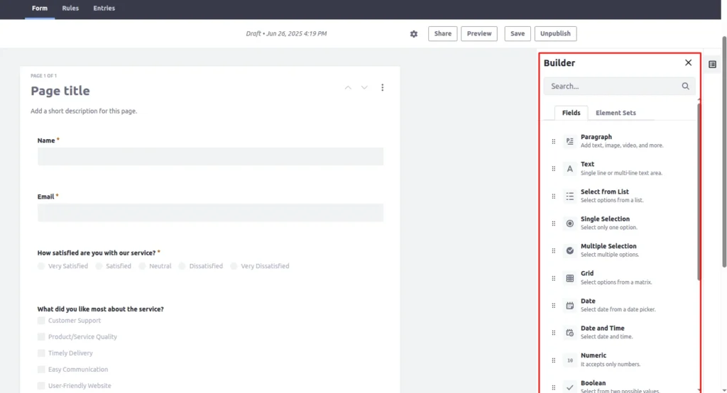 fields list | Creating a Mini Survey or Poll in Liferay Using Forms Widget fields_list