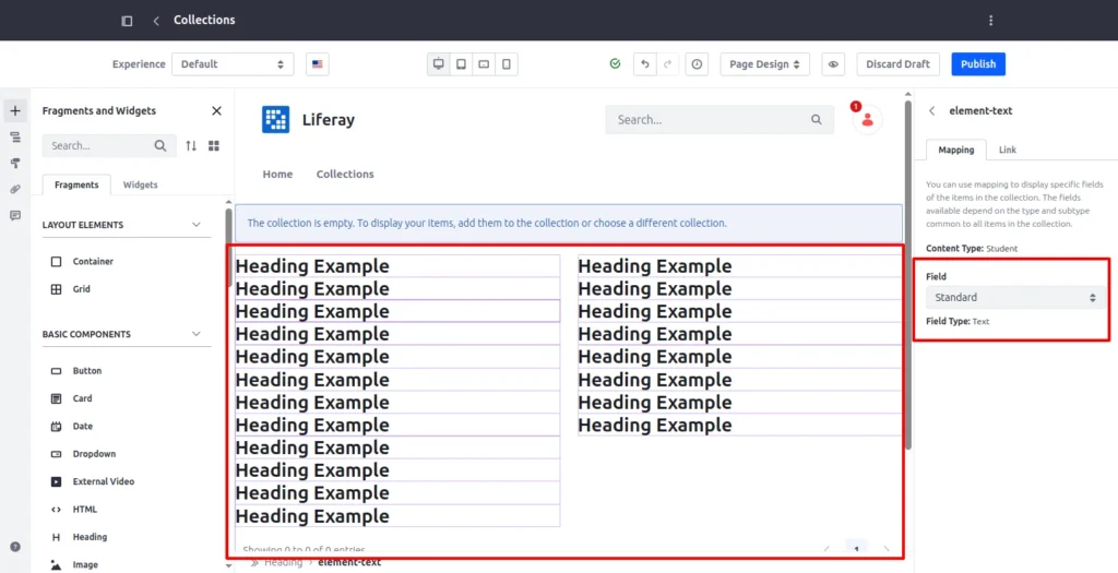 Map the fields | Liferay object with the collections Map-the-fields