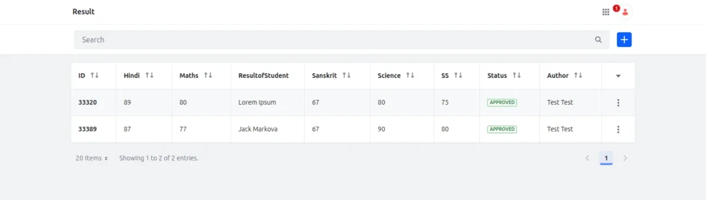 Result data | Liferay object with the collections Result-data