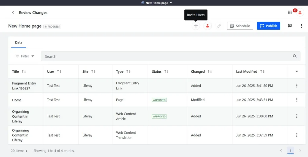 Review the changes in Publication | From Draft to Live: Executing a Full Publication in Liferay Review the changes in Publication