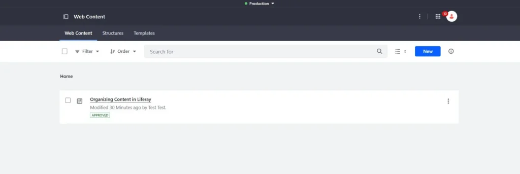 Web Content created in Production | From Draft to Live: Executing a Full Publication in Liferay Web Content created in Production