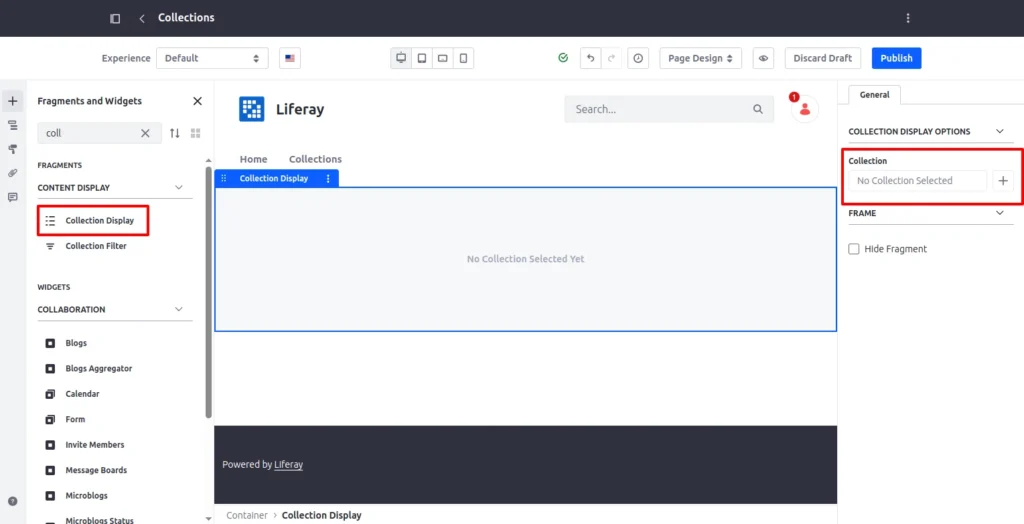 collection display indicator page editor | Liferay object with the collections collection-display-indicator-page-editor