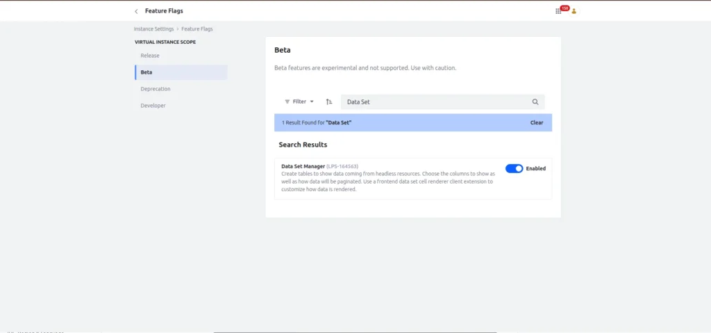 Feature Flag | Data sets in Liferay Feature Flag