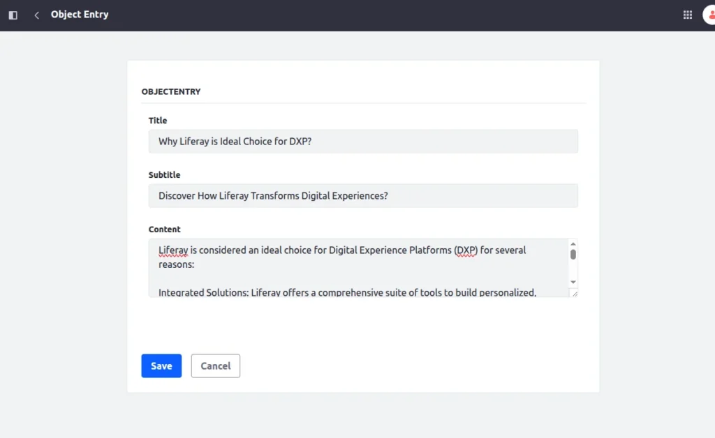 object entry | Trigger External Microservices from Object Actions with Client Extensions object-entry