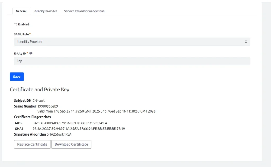 Enable the Identity Provider | Configure SAML in Liferay DXP Enable-the-Identity-Provider